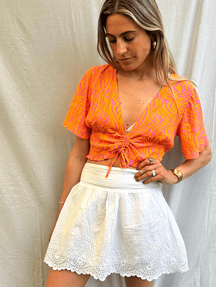 Mini Blanca Detalles en Broderí Talla S Opposite