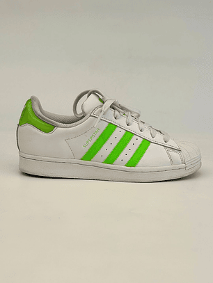 Zapatillas Blancas Rayas Verde Fluor Talla 38 Adidas