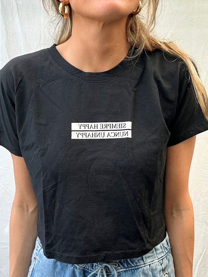 Polera Negra Siempre Happy Nunca Unhappy Talla S Generation Me 2