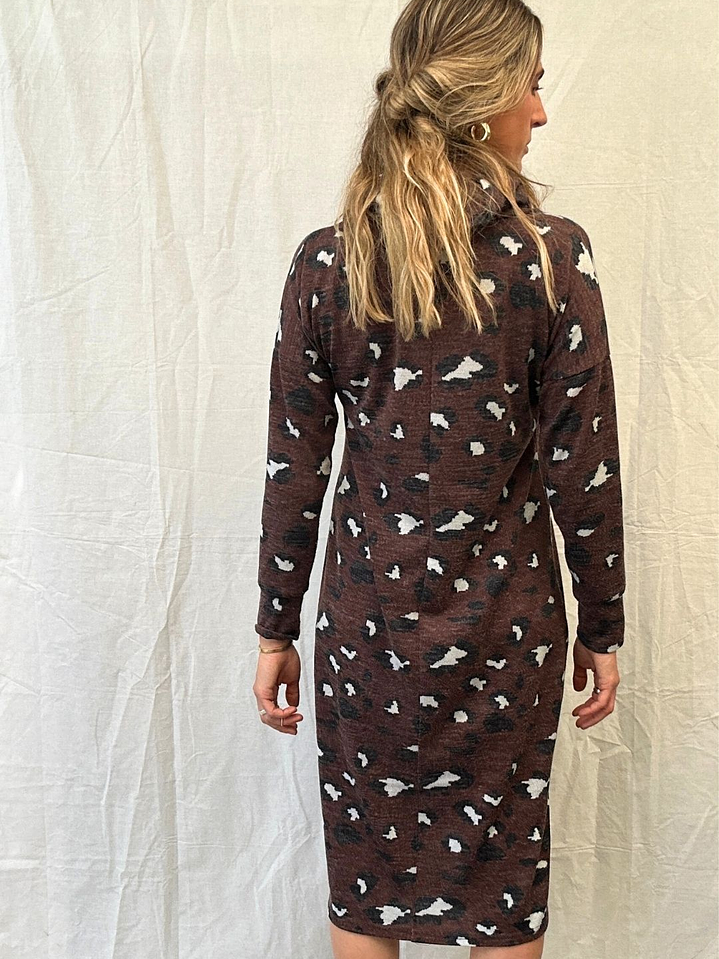 Vestido Lanilla Cuello Alto Print Talla M Cocolia 2