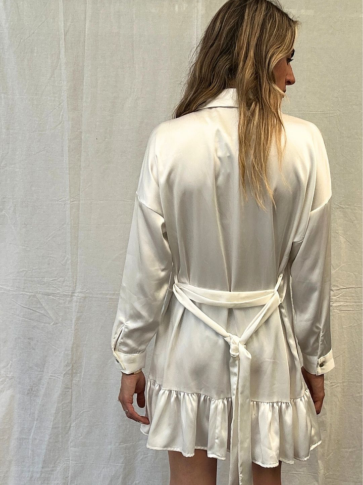 Vestido Satinado Blanco Talla S Zara 3