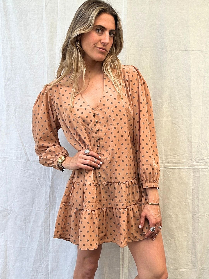 Vestido Camel Lunares Terminación Vuelos Ravena 3