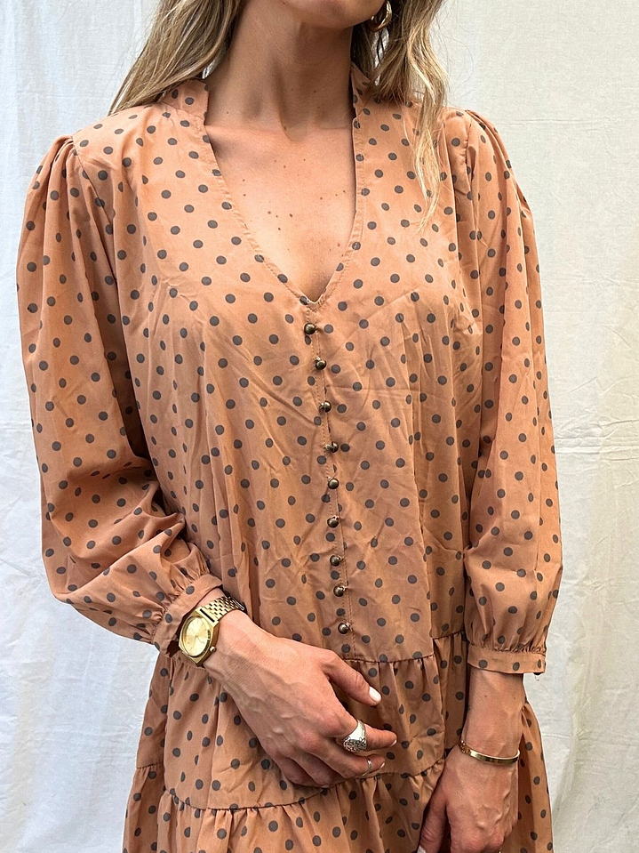 Vestido Camel Lunares Terminación Vuelos Ravena 4