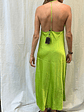 Vestido Satinado Verde Fluor Con etiqueta Talla M Mossimo Dutti - thumbnail 3