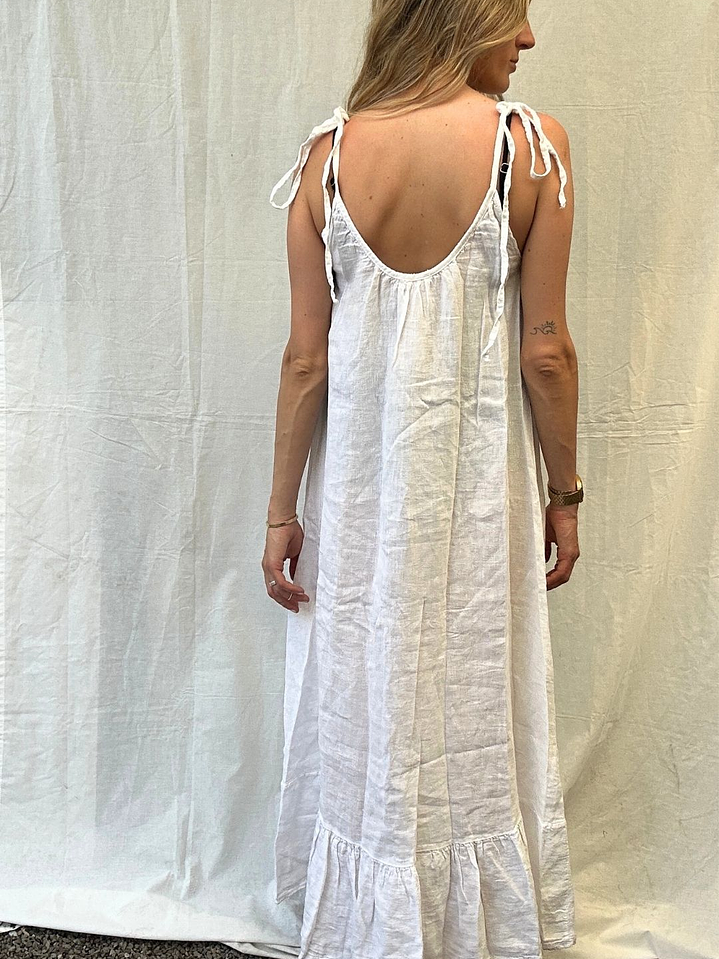 Vestido Blanco Lino Made In Italy  2