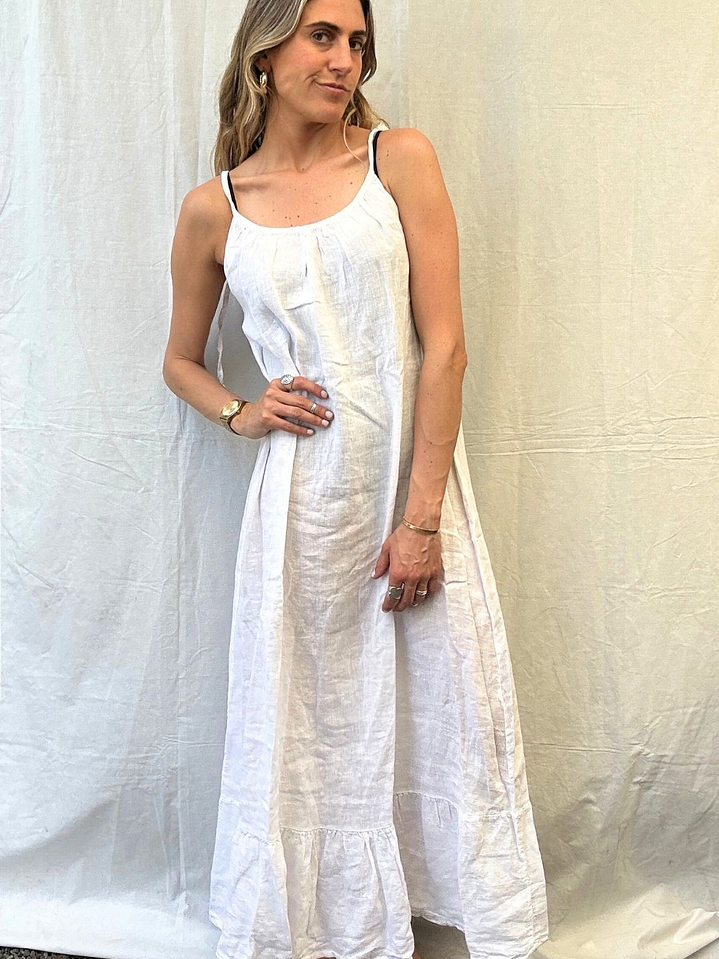 Vestido Blanco Lino Made In Italy  1