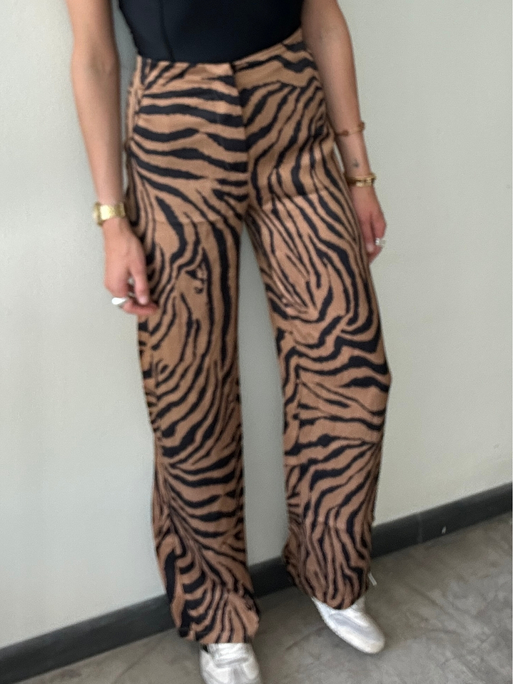 Pantalones Satinados Cebra Café Talla 34 Zara 2