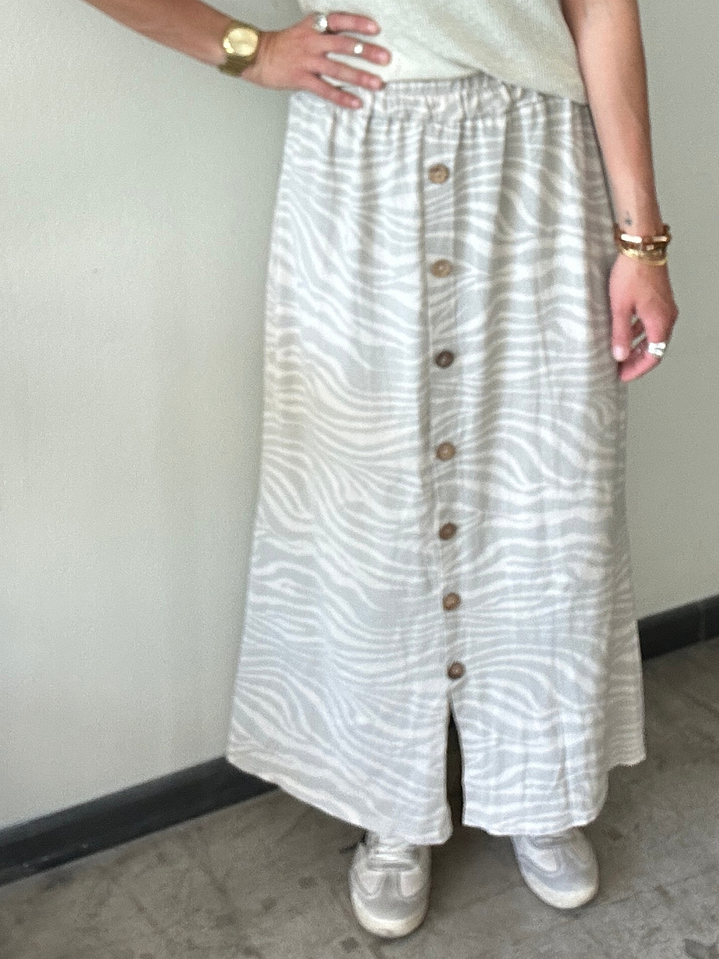 Pollera Cebra Botones Nude Talla M 1