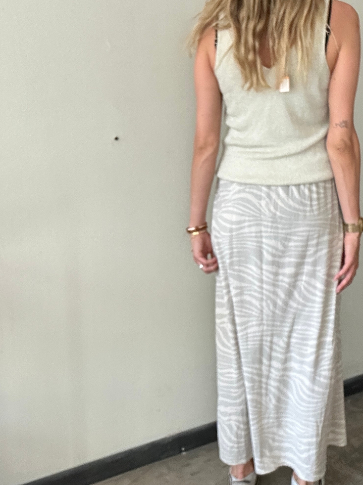 Pollera Cebra Botones Nude Talla M 2