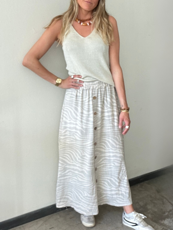 Pollera Cebra Botones Nude Talla M 3