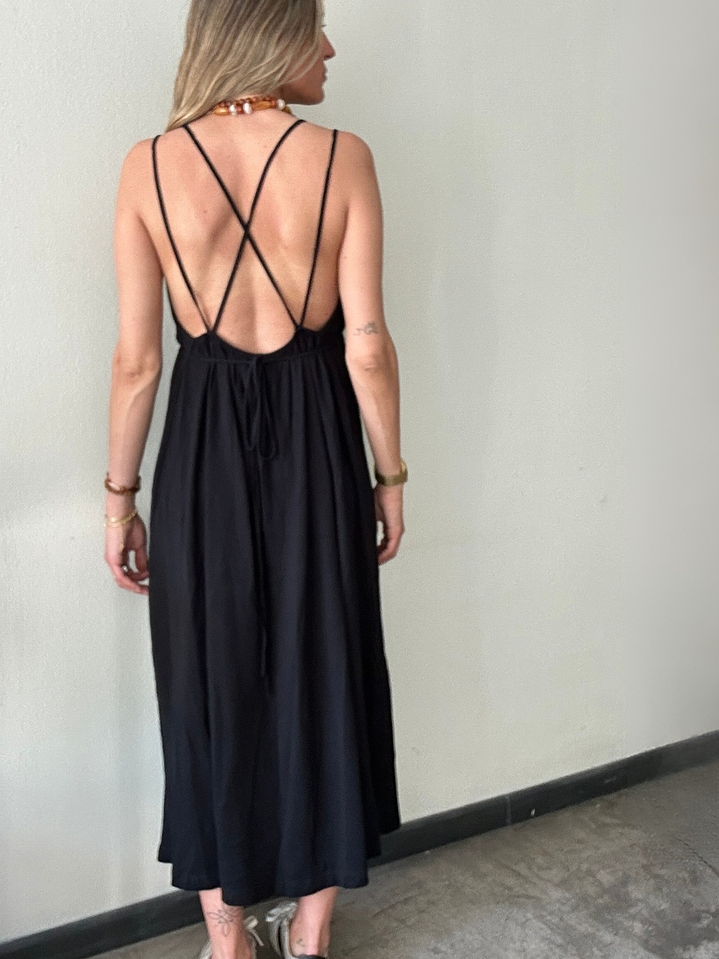 Vestido Negro Escote Bikini y Espalda Tirantes Cruzados Talla XS Zara 2