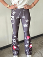 Pantalones Tipo Leggins Flare Moradas  con Diseños Talla M Long Legs - thumbnail 4