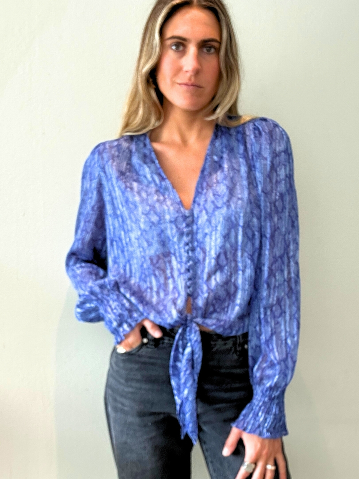 Blusa Diseños Print Azul/Morado Talla M Zara 2