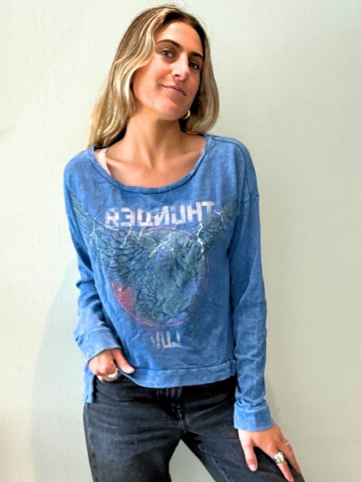 Polerón Azul Estampado Unicorneo Talla M H&M 3