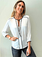 Blusa Blanca Bordados Negros Talla M Zara - thumbnail 2