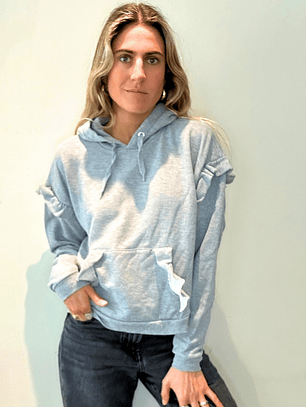 Polerón Gris Canguro Vuelos en Los Hombros y Bolsillos Talla S Topshop