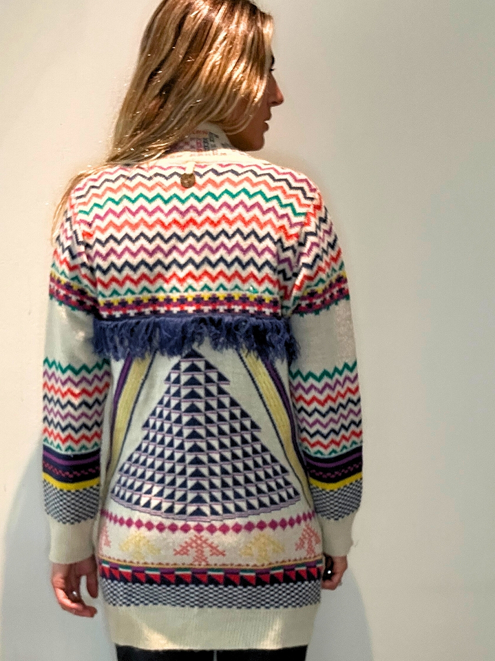 Chaleco Abierto Con Botones Beige con Diseños de colores Talla M Rapsodia 2