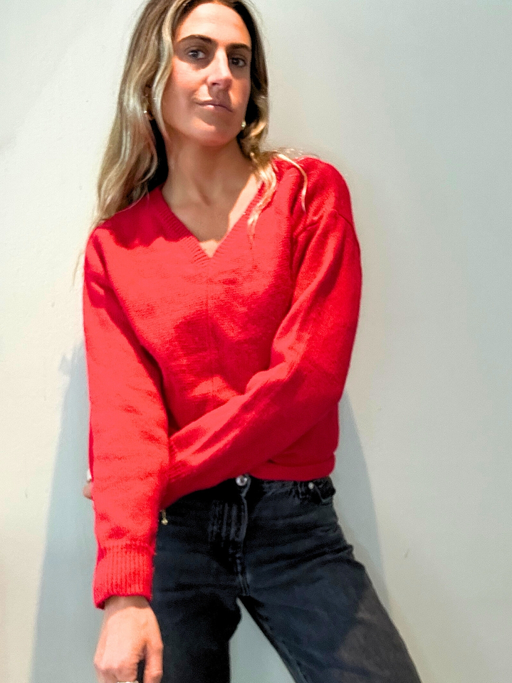 Chaleco Rojo Cuello En v Amarras Talla L Singolare 1