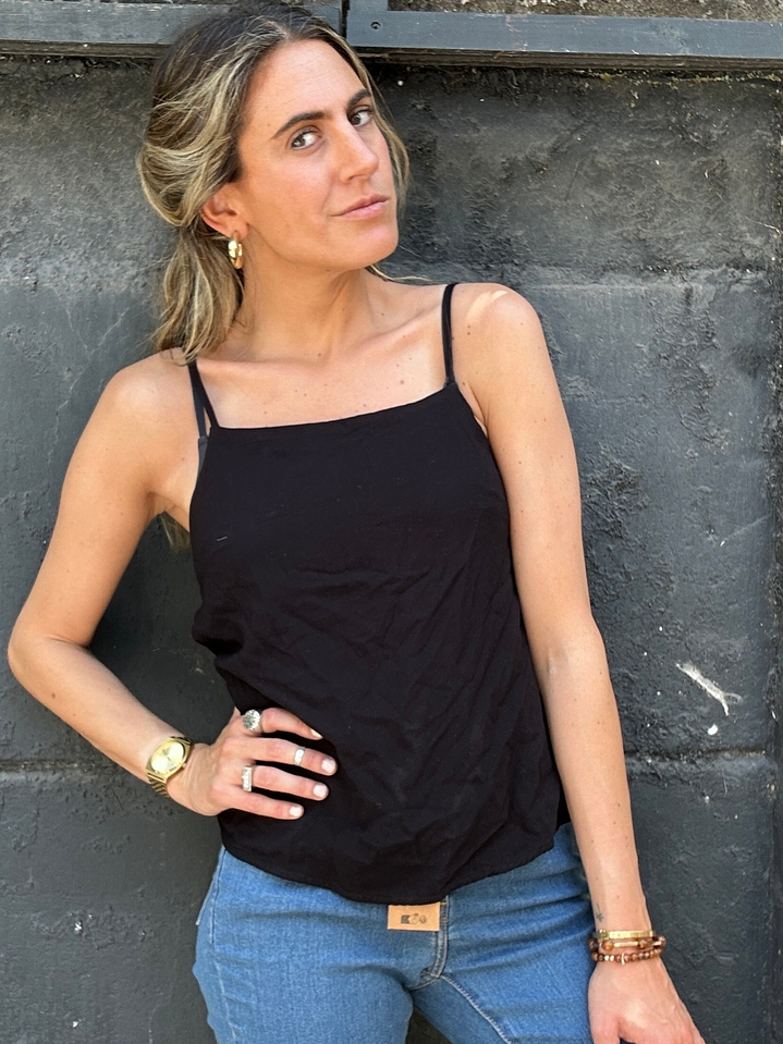 Polera Negra Tirantes Que se Amarran en la espalda Talla S Foster 1