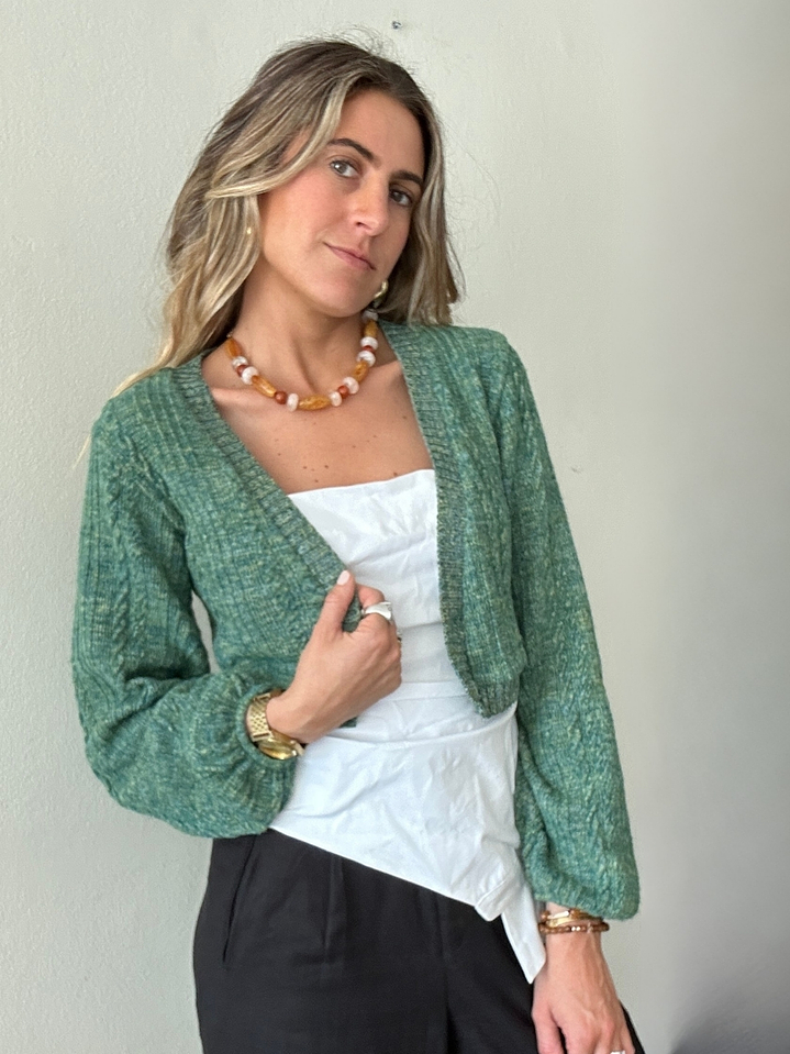 Chaleco Verde Mangas Globo Talla M Zara 1