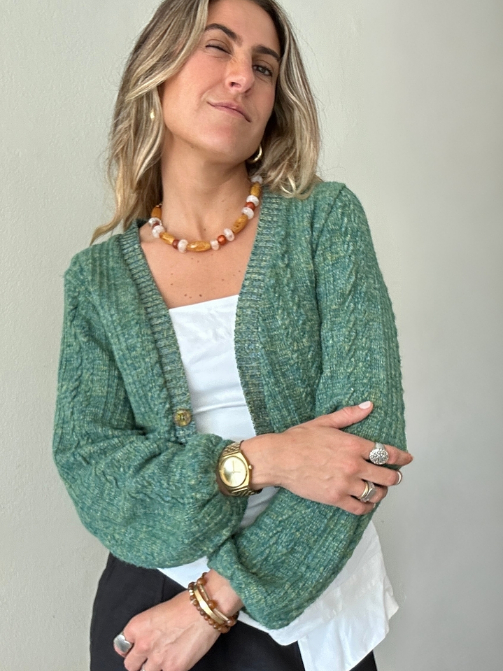 Chaleco Verde Mangas Globo Talla M Zara 2