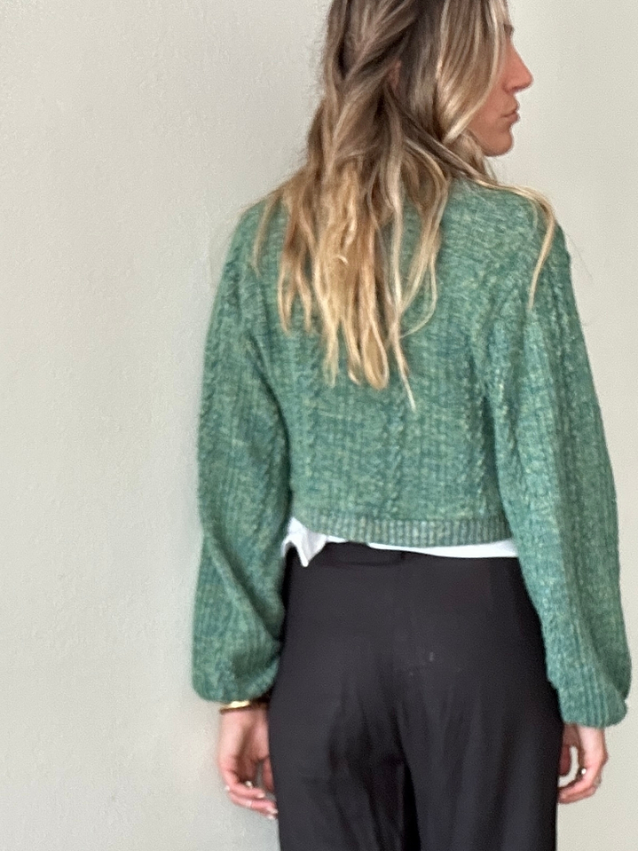 Chaleco Verde Mangas Globo Talla M Zara 4