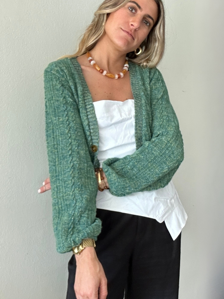 Chaleco Verde Mangas Globo Talla M Zara 5