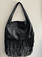 Cartera 100% Cuero Negra Flecos Argentina - thumbnail 1