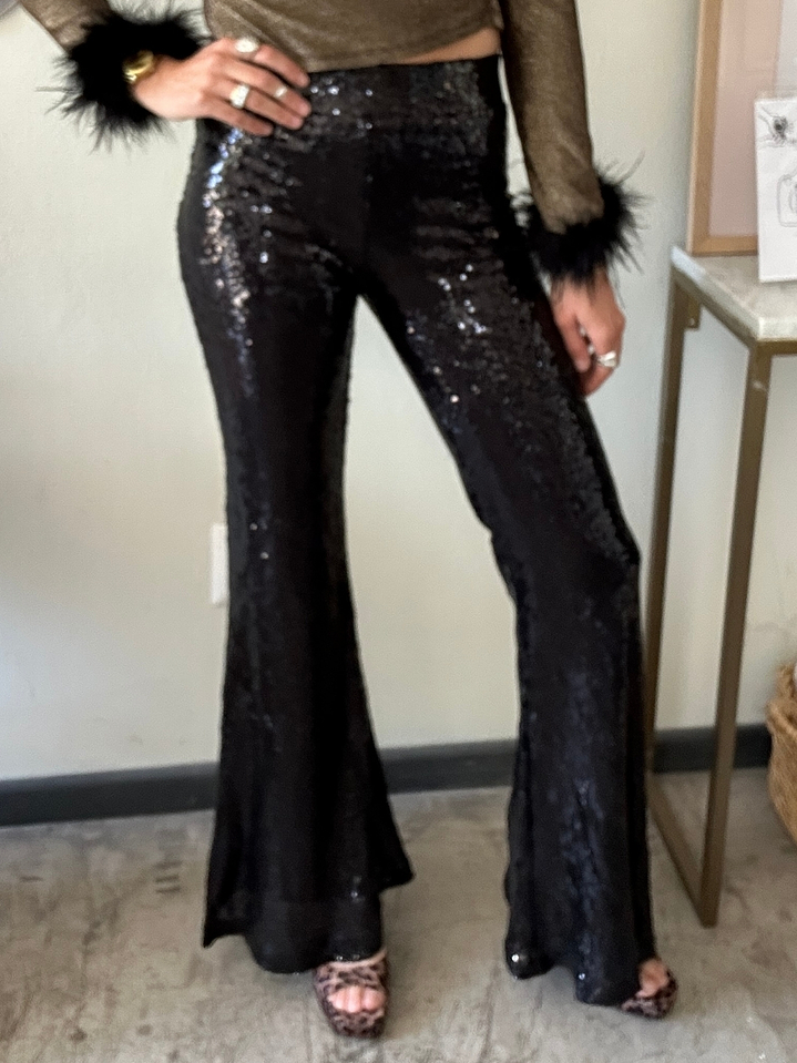 Pantalones Lentejuelas Negras Talla S Sybilla Con Etiqueta 1