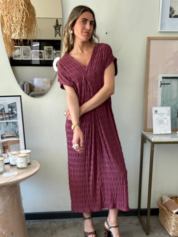 Vestido Burdeo Suelto Talla S Oversize Sfera Con Etiqueta 3