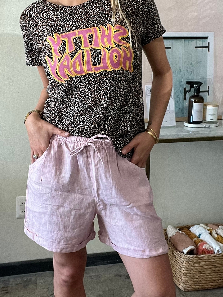 Short Lino Rosado Claro NaÏs 2
