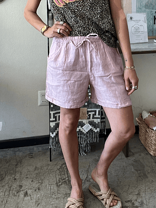 Short Lino Rosado Claro NaÏs