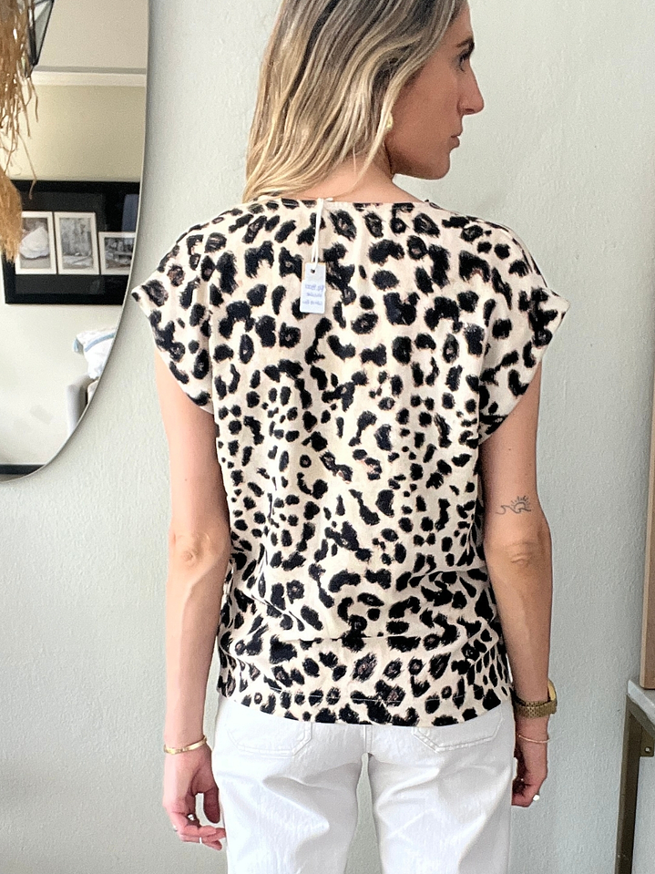 Polera Escote Cruzado Cheeta Talla M Zara 3
