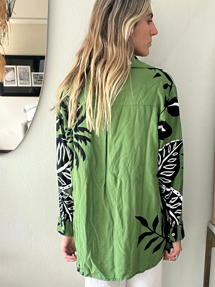 Blusa Verde Diseños Hojas Talla L De Marias 2
