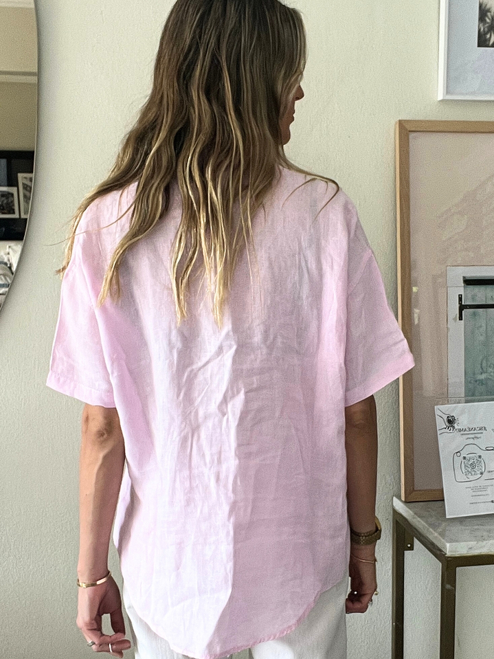 Blusa Rosada Lino Talla XL Zara 2