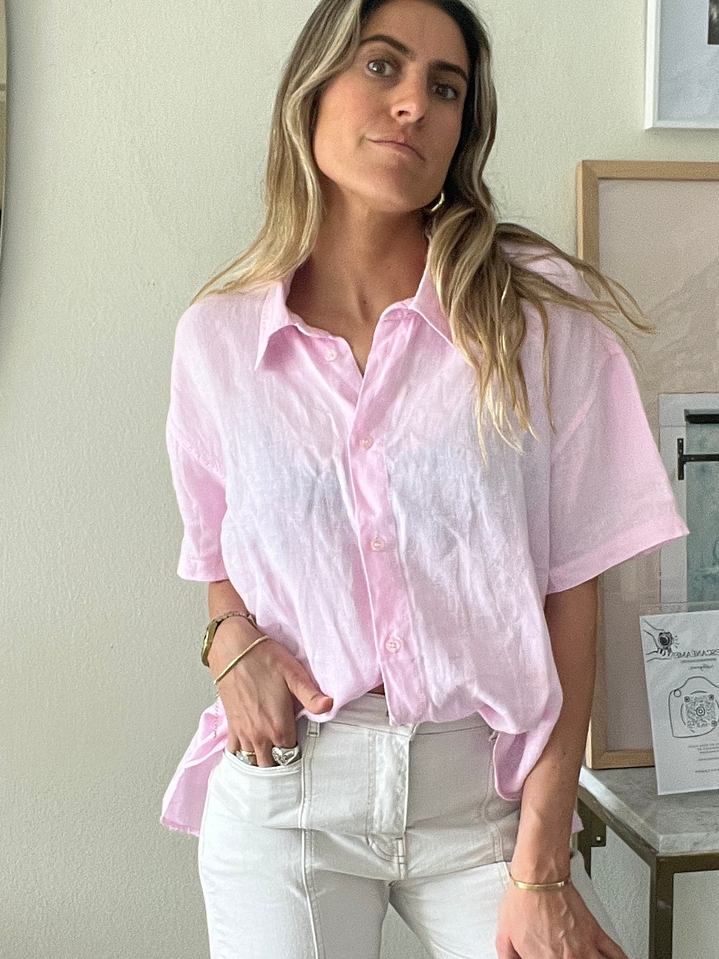 Blusa Rosada Lino Talla XL Zara 3