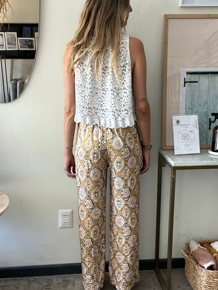 Pantalones Veraniegos Mostaza Diseño Mandalas Talla 36 Dinamica 2