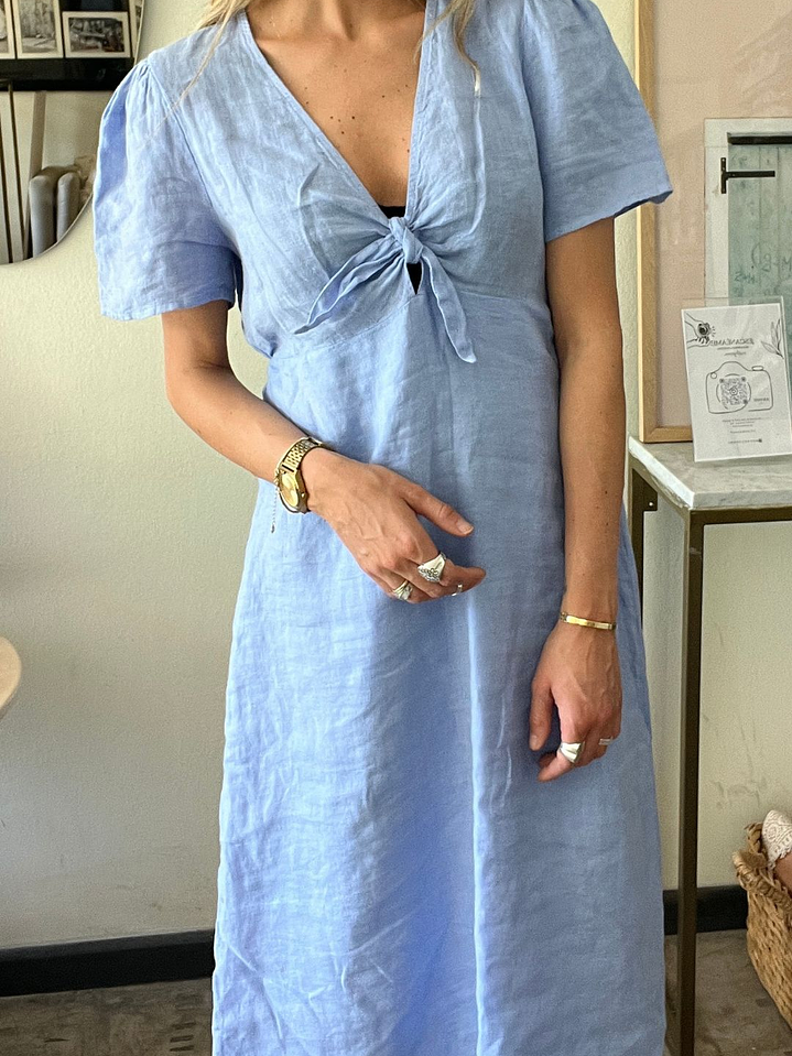 Vestido Lino Morado Claro Talla L Alaniz 2