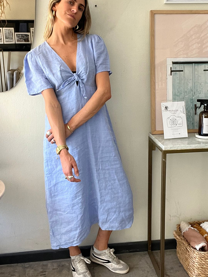 Vestido Lino Morado Claro Talla L Alaniz 3