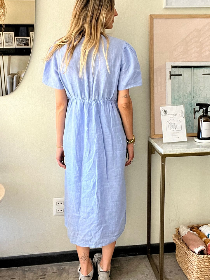 Vestido Lino Morado Claro Talla L Alaniz 4