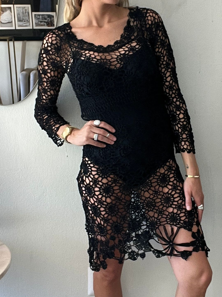 Vestido Negro Crochet  1