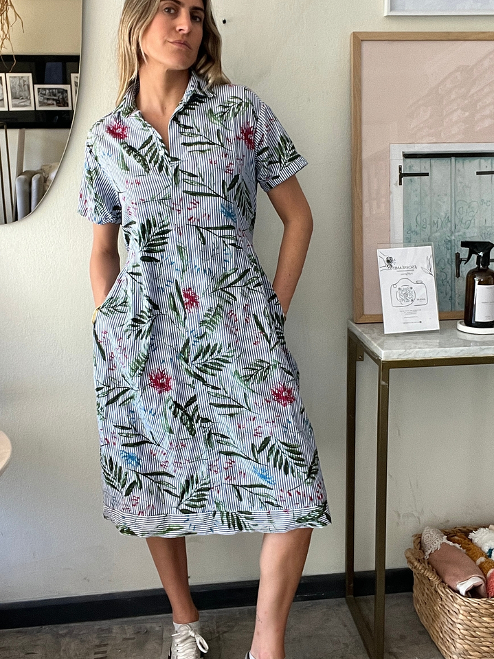 Vestido Midi Rayas, Flores y Ramas Talla XS Zara 2