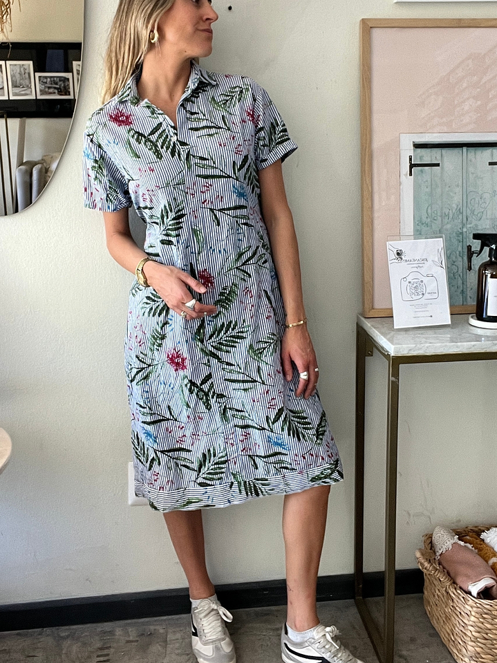 Vestido Midi Rayas, Flores y Ramas Talla XS Zara 1