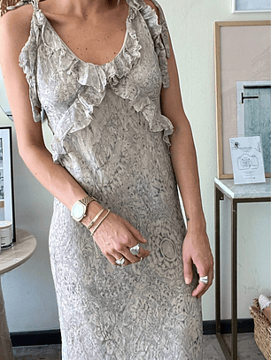 Vestido Rosa Claro Estampado Floral Morado Escote Vuelos Talla S Zara