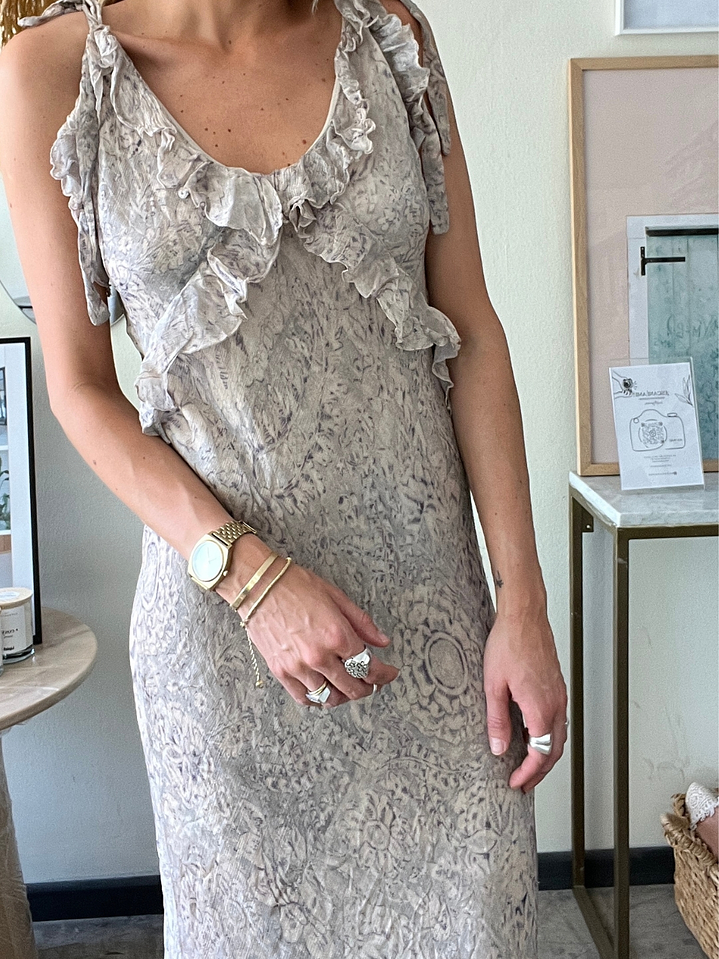 Vestido Rosa Claro Estampado Floral Morado Escote Vuelos Talla S Zara 1