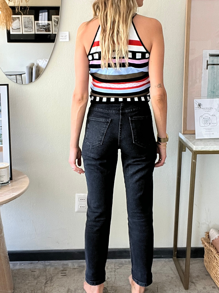 Pantalones Jeans Negro/Gris Costuras y Tachas Talla 34 Raindoor 2