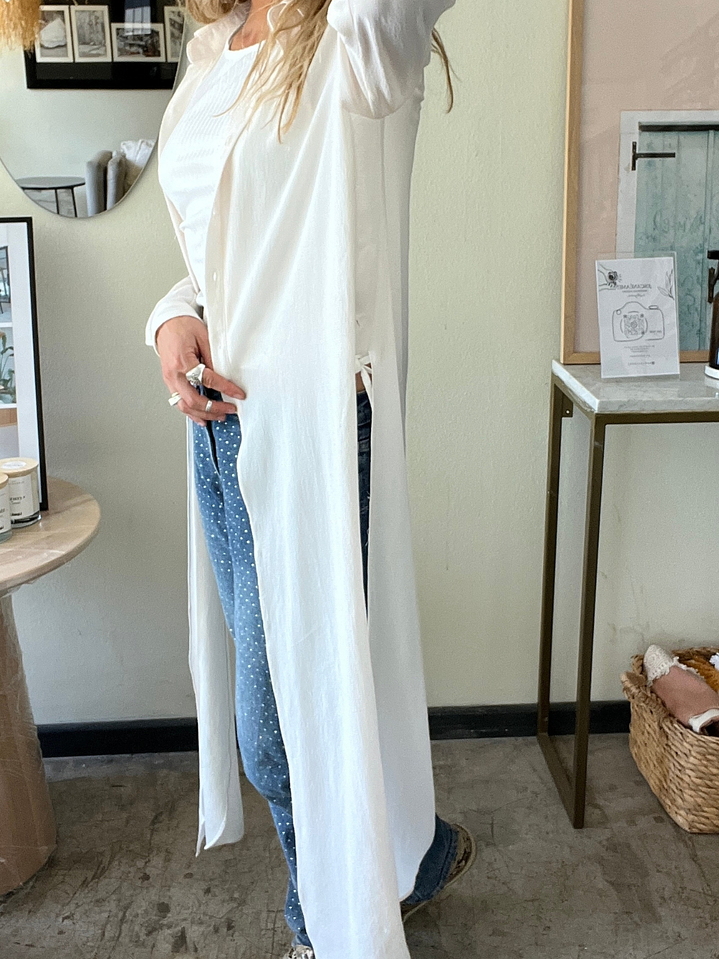 Blusa Larga o Kimono Blanco Nodo 4