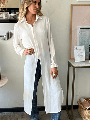 Blusa Larga o Kimono Blanco Nodo