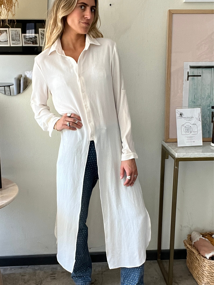 Blusa Larga o Kimono Blanco Nodo 1