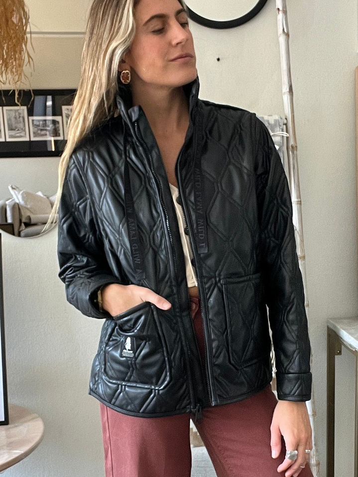 Chaqueta Parka Negra Nita PU Reciclada Talla S Wild Lama 1